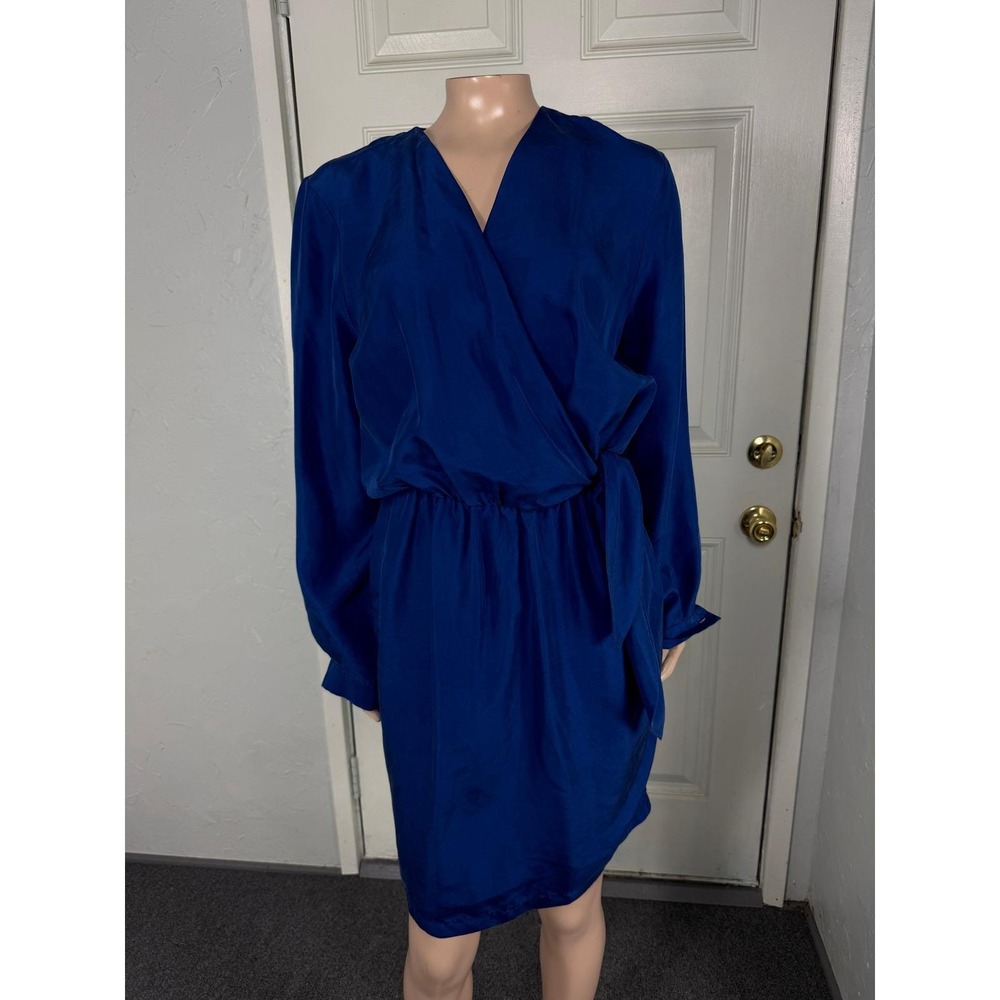 Vintage NOS 80s 90s Shangrila Silks Dress 6 Long Sleeve Tie Secretary V X3-2
